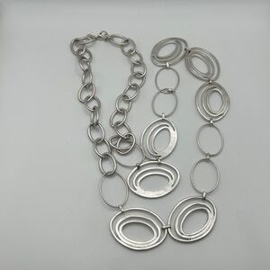 Contemporary XC Matte Silver Oval Link Necklace